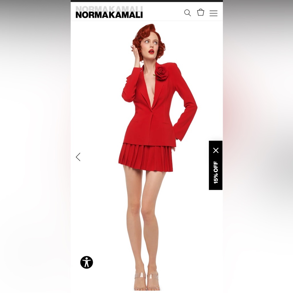 Norma Kamali Vibrant Red Pleated Mini Skirt